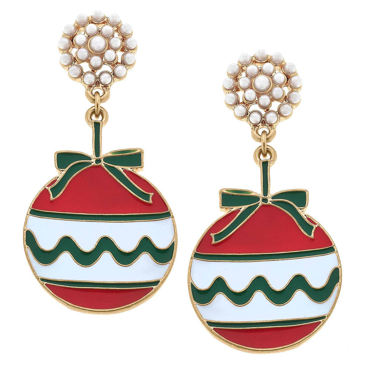 Christmas Ornament Earrings in Red & Green
