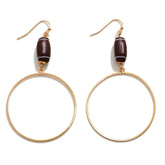 Circular Drop Earring With Football Accent