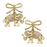 Elephant and Bow Drop Earrings
