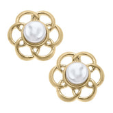 Pearl Flower Stud Earrings.