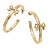 Bow Hoop Earrings in Worn Gold